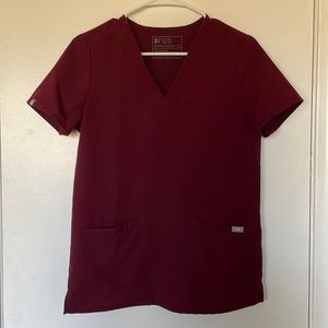 Figs Casma Scrub Top Burgundy